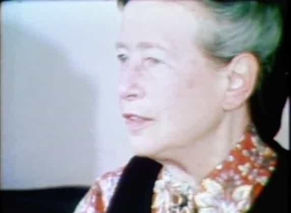 A picture of Simone de Beauvoir being interviewed